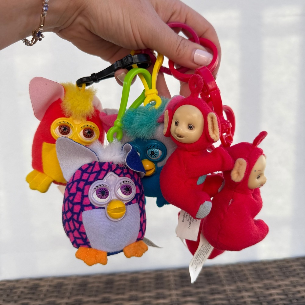Vintage 2000 McDonald's Furby Teletubbies Po Clip-On Plush Lot of 6